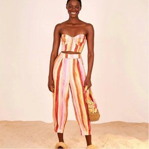 Farm Rio Sunny Stripes linen pants NWT XS